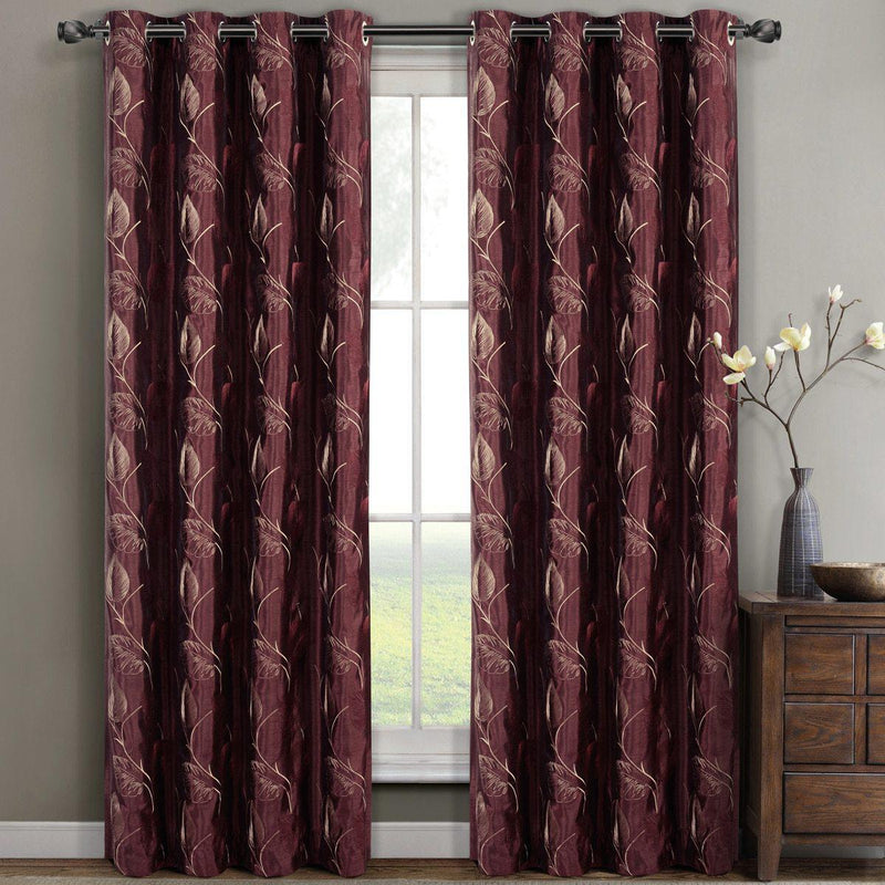 Olivia Embroidered Lined Curtain Panels (Set of 2)-Wholesale Beddings