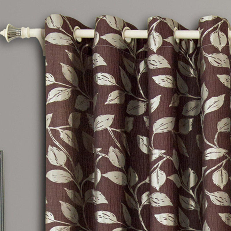 Pair Charlotte Leafy Jacquard Drapes Grommet Window Curtains (Set of 2 Panels)-Wholesale Beddings