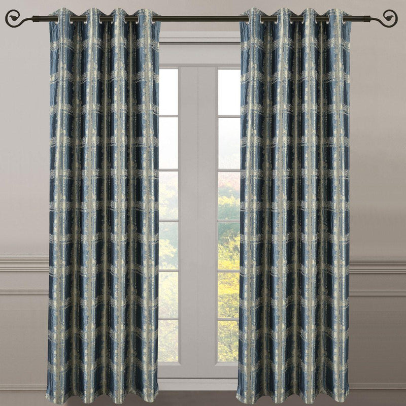 Pair (Set of 2) Top Grommet Window Curtain Panels Abstract Jacquard Studio, 104 Inches Total Width-Wholesale Beddings