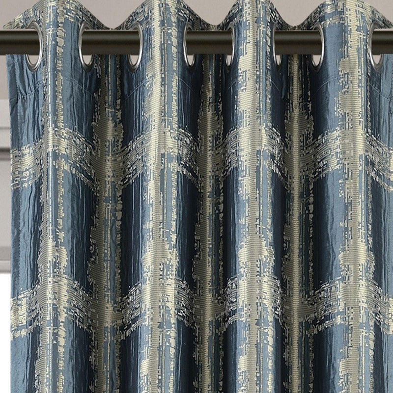 Pair (Set of 2) Top Grommet Window Curtain Panels Abstract Jacquard Studio, 104 Inches Total Width-Wholesale Beddings