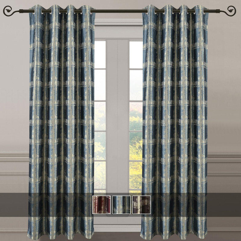 Pair (Set of 2) Top Grommet Window Curtain Panels Abstract Jacquard Studio, 104 Inches Total Width-Wholesale Beddings