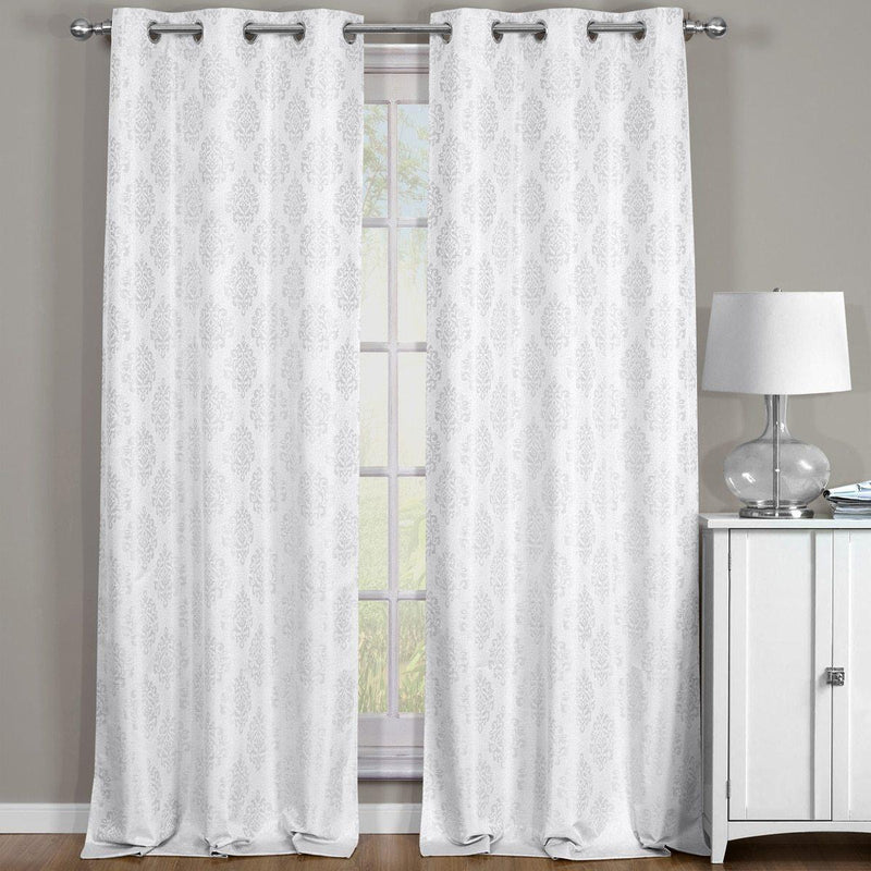 Paisley Thermal Blackout Jacquard Grommet Top Curtain Pair Panels-Wholesale Beddings