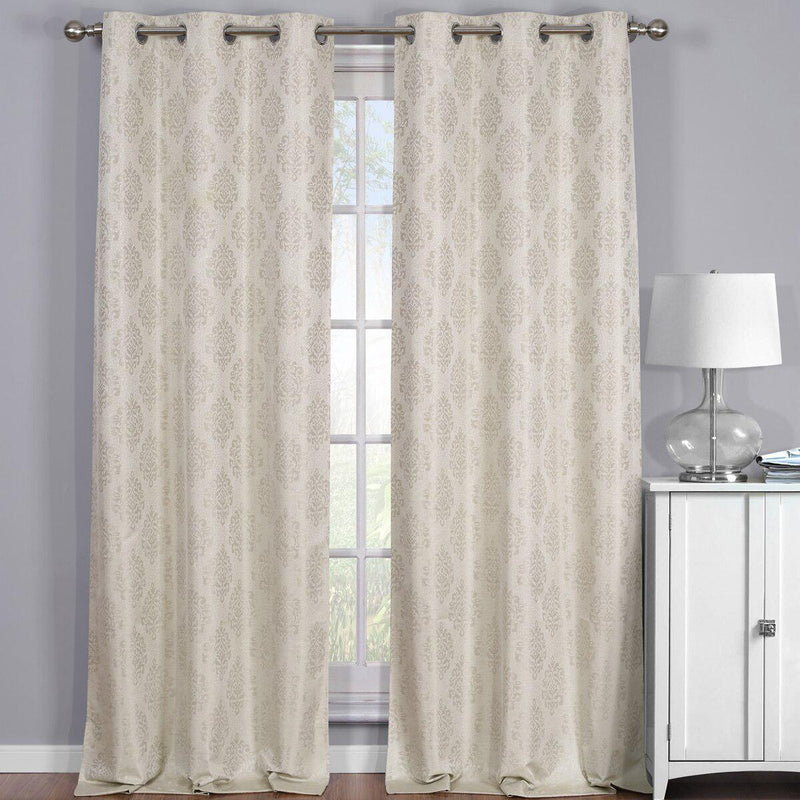 Paisley Thermal Blackout Jacquard Grommet Top Curtain Pair Panels-Wholesale Beddings