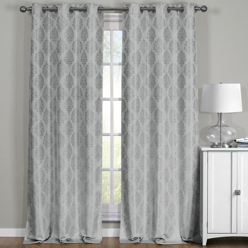 Paisley Thermal Blackout Jacquard Grommet Top Curtain Pair Panels-Wholesale Beddings