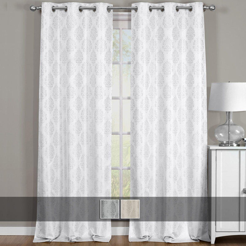 Paisley Thermal Blackout Jacquard Grommet Top Curtain Pair Panels-Wholesale Beddings