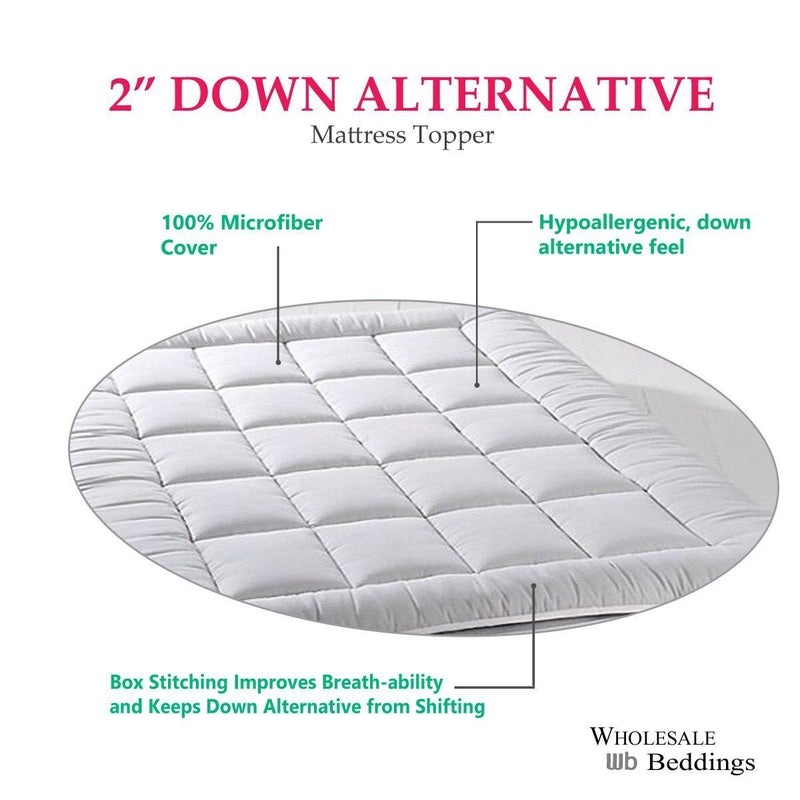 Plush Fiber 2 Inches Mattress Topper Down Alternative Anchor Bands-Wholesale Beddings