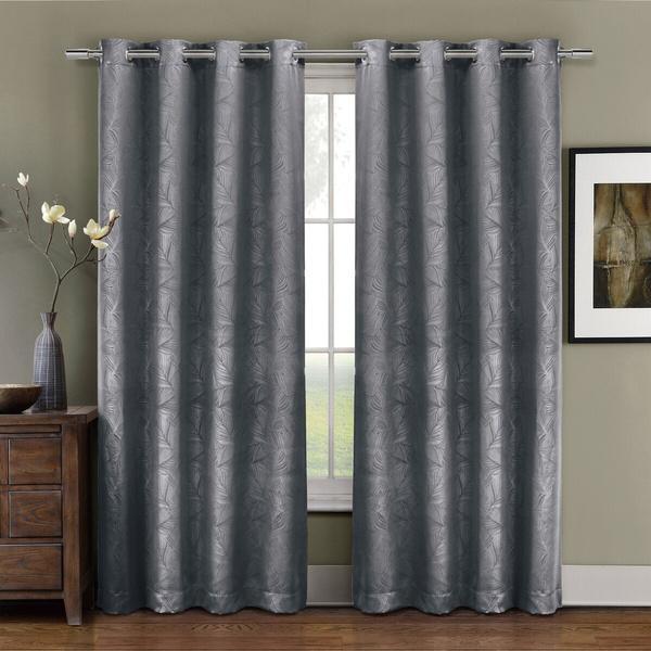 Prairie Contemporary Leafy Design Blackout Grommet Curtain Panel (Single)-Wholesale Beddings