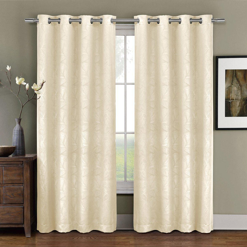 Prairie Contemporary Leafy Design Blackout Grommet Curtain Panel (Single)-Wholesale Beddings