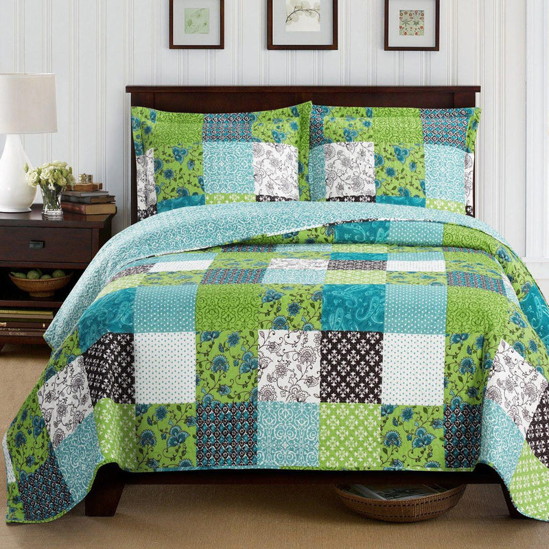 Rebekah Spring Garden Style Oversized Quilt Set Wrinkle-Free Coverlet Set-Wholesale Beddings