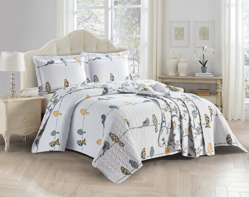 Reversible lightweight Oversize Quilt Set - Ayat Birds-Wholesale Beddings