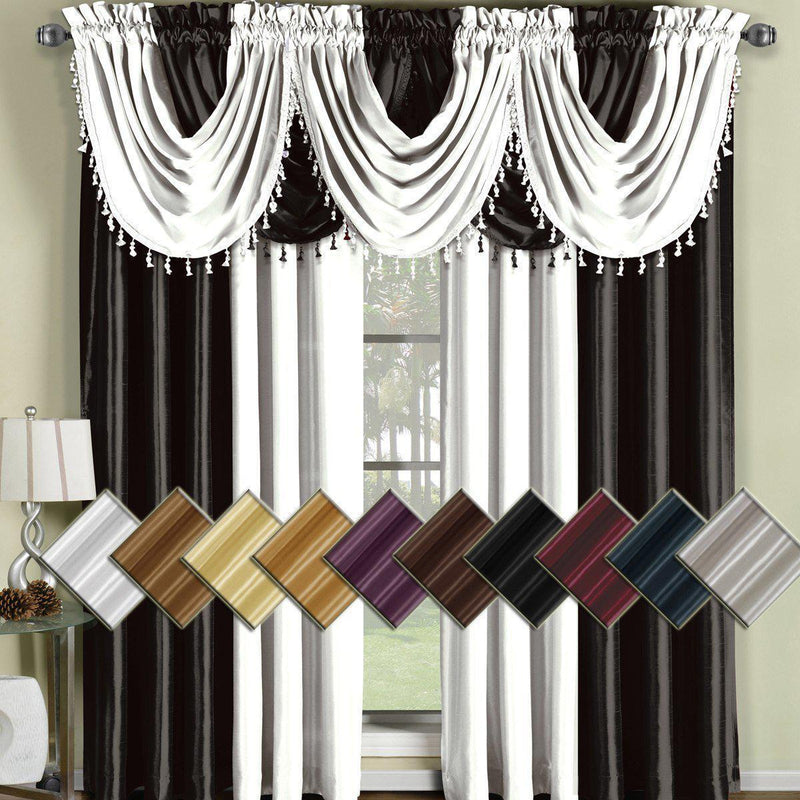 Soho Faux Silk Curtain Panels or Waterfall Valance (Single)-Wholesale Beddings