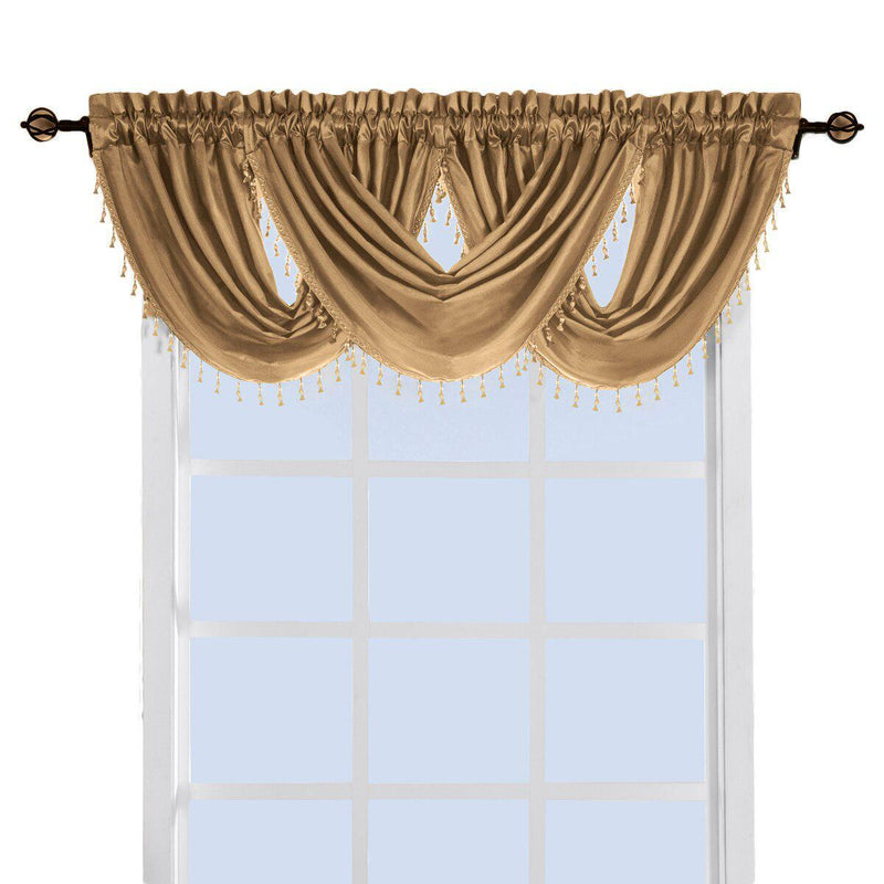 Soho Faux Silk Curtain Panels or Waterfall Valance (Single)-Wholesale Beddings