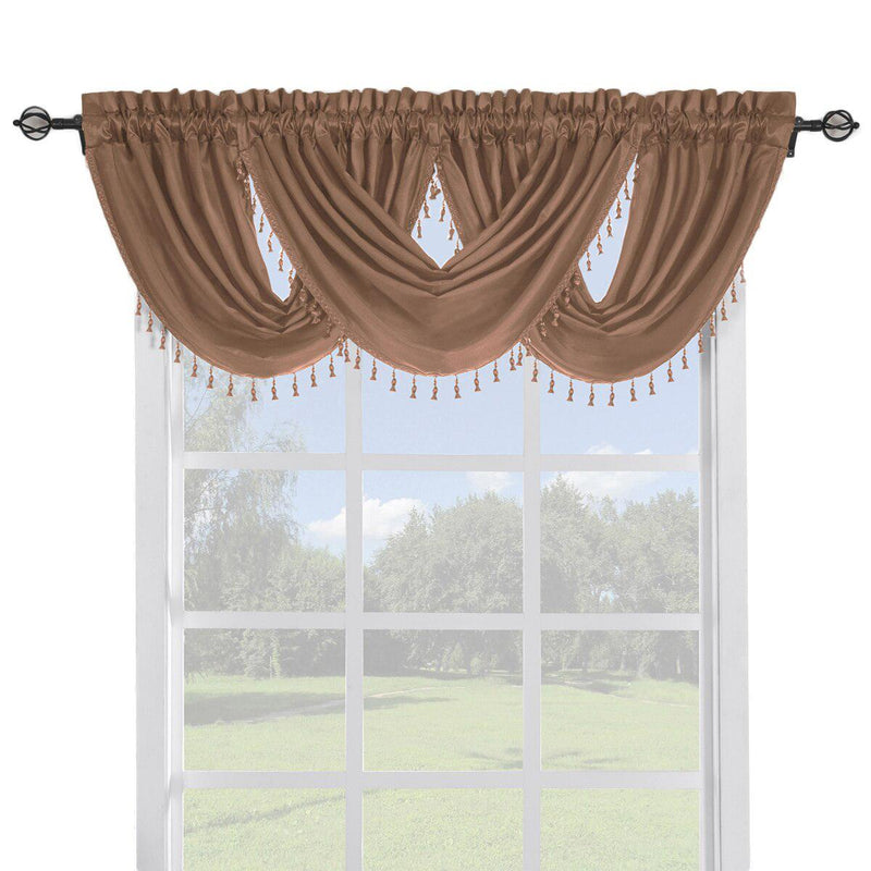 Soho Faux Silk Curtain Panels or Waterfall Valance (Single)-Wholesale Beddings