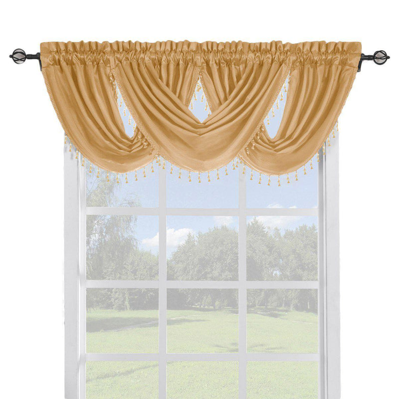 Soho Faux Silk Curtain Panels or Waterfall Valance (Single)-Wholesale Beddings