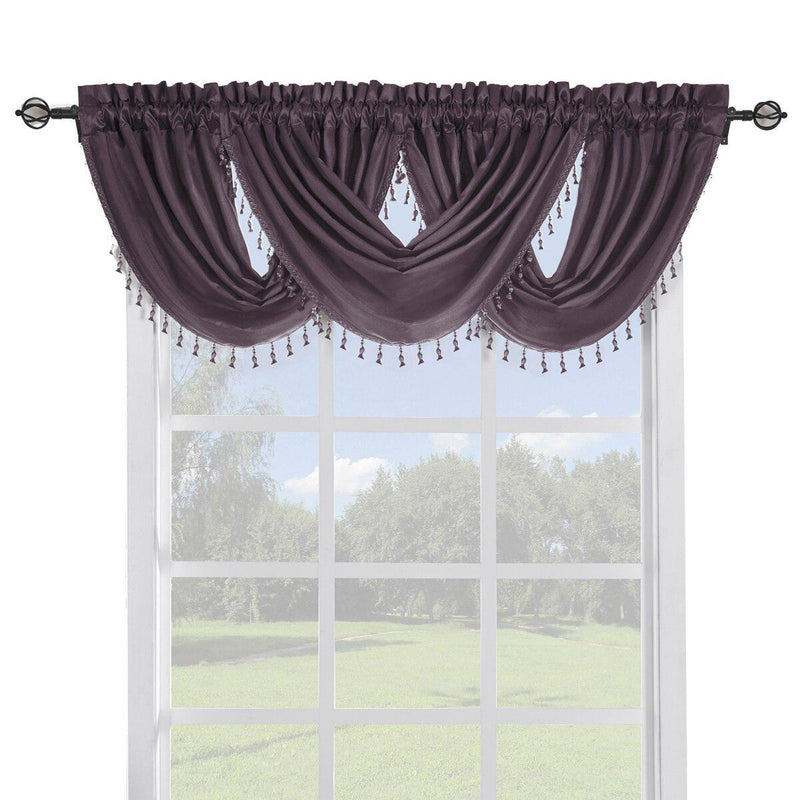 Soho Faux Silk Curtain Panels or Waterfall Valance (Single)-Wholesale Beddings