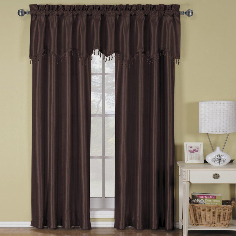 Soho Faux Silk Rod Pocket Curtain Panels- Matching Valance (Single)-Wholesale Beddings