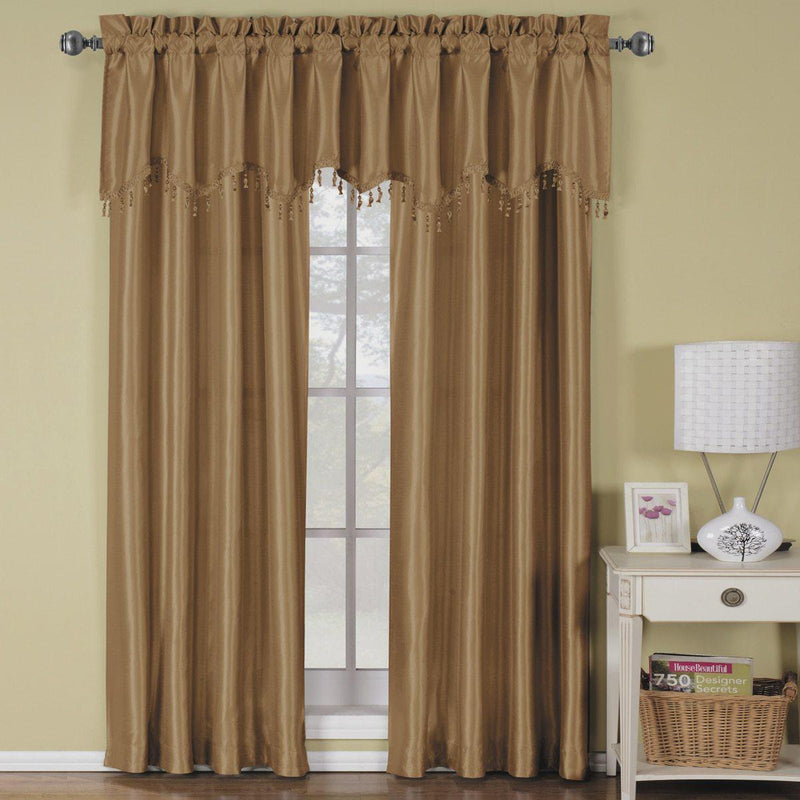 Soho Faux Silk Rod Pocket Curtain Panels- Matching Valance (Single)-Wholesale Beddings