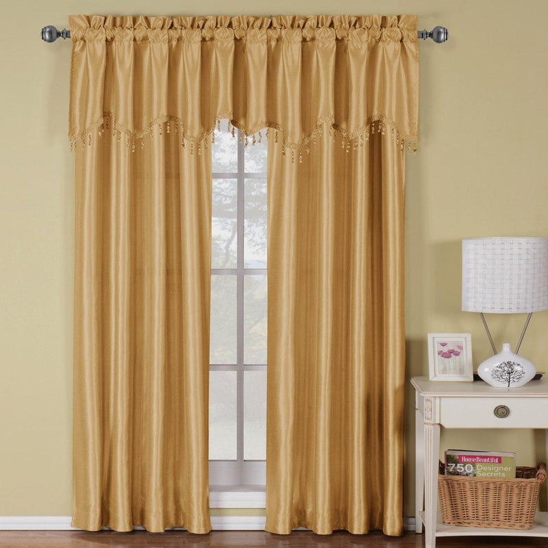 Soho Faux Silk Rod Pocket Curtain Panels- Matching Valance (Single)-Wholesale Beddings