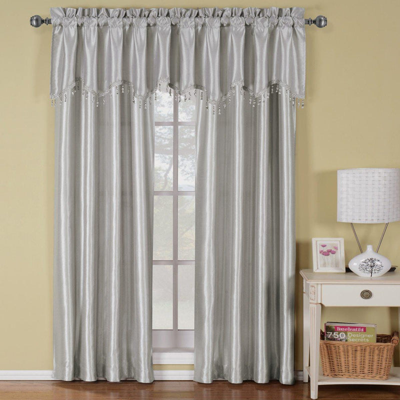 Soho Faux Silk Rod Pocket Curtain Panels- Matching Valance (Single)-Wholesale Beddings