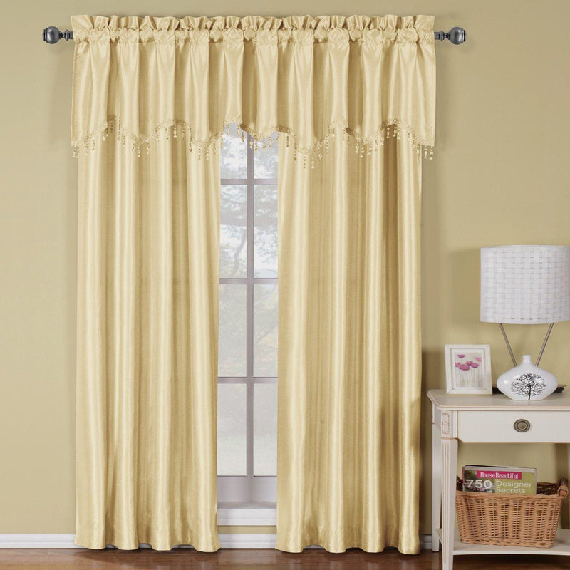 Soho Faux Silk Rod Pocket Curtain Panels- Matching Valance (Single)-Wholesale Beddings