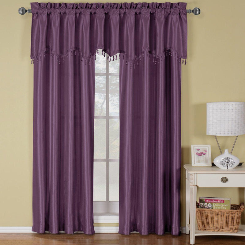 Soho Faux Silk Rod Pocket Curtain Panels- Matching Valance (Single)-Wholesale Beddings