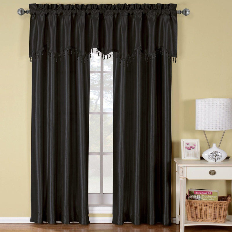 Soho Faux Silk Rod Pocket Curtain Panels- Matching Valance (Single)-Wholesale Beddings