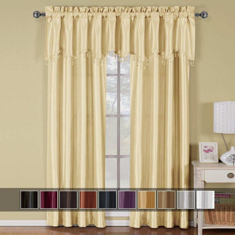 Soho Faux Silk Rod Pocket Curtain Panels- Matching Valance (Single)-Wholesale Beddings