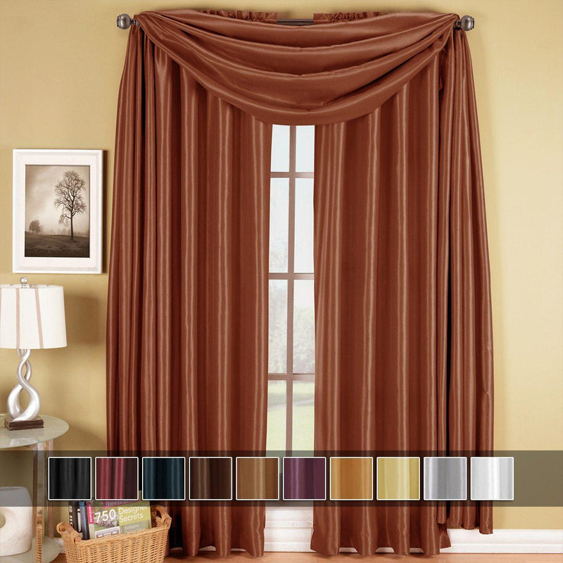 Soho Faux Silk Rod Pocket Window Treatment Scarf or Panel (Single)-Wholesale Beddings