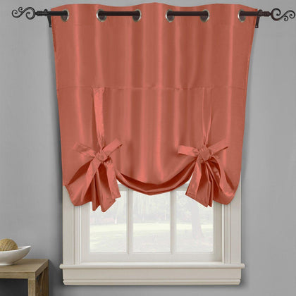 Window Curtains Tie Up Grommet Blackout Soho Coral