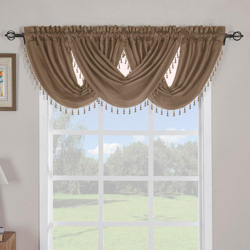 Soho Waterfall Decorative Trim Window Valance 57”wx 37”L (Single)-Wholesale Beddings