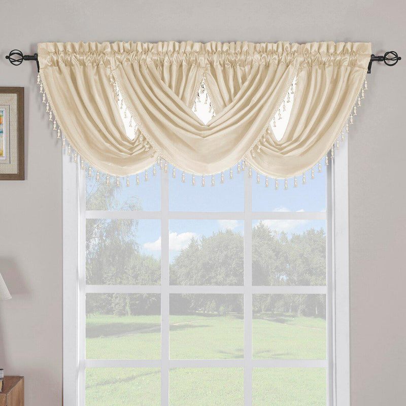 Soho Waterfall Decorative Trim Window Valance 57”wx 37”L (Single)-Wholesale Beddings