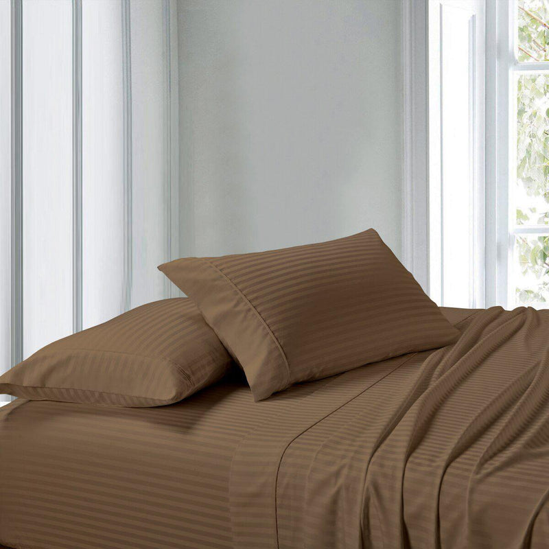 Split Adjustable Dual King Sheets 100% Cotton 300 Thread count - Striped-Wholesale Beddings