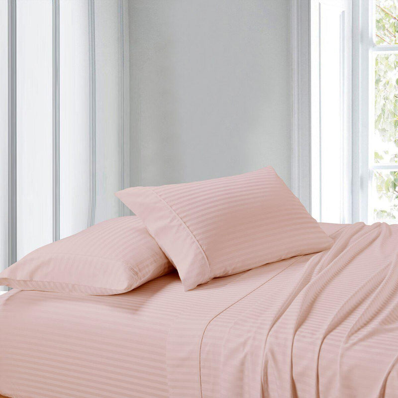 Split Adjustable Dual King Sheets 100% Cotton 300 Thread count - Striped-Wholesale Beddings