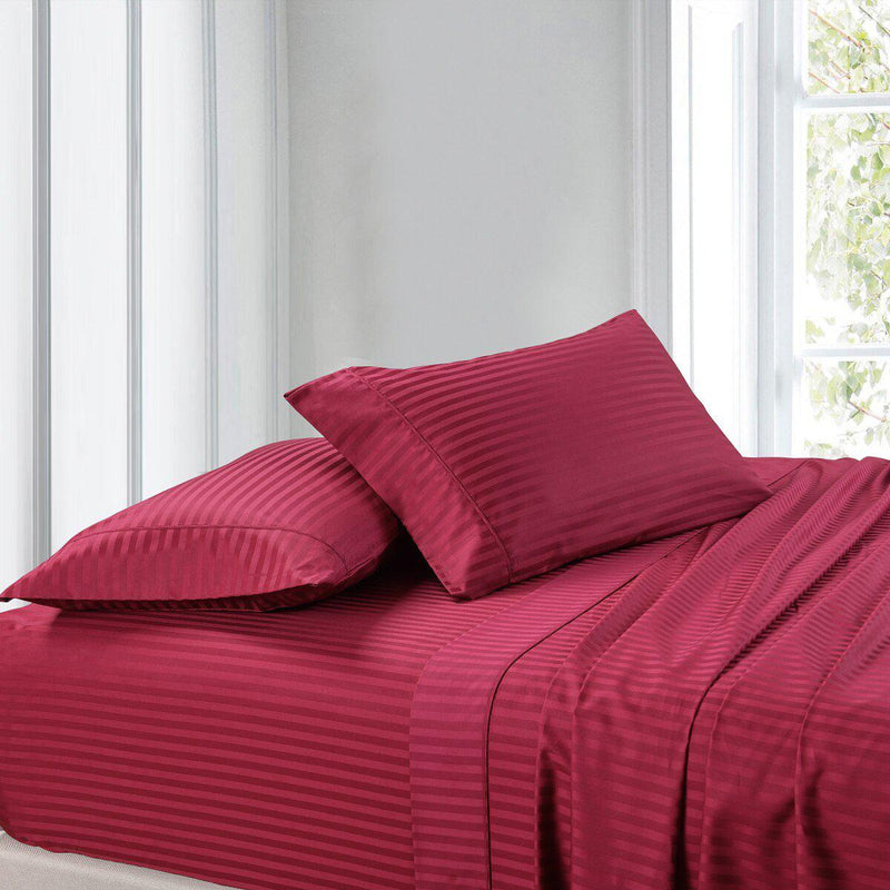 Split Adjustable Dual King Sheets 100% Cotton 300 Thread count - Striped-Wholesale Beddings