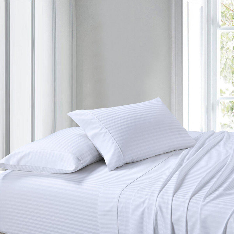 Split Adjustable Dual King Sheets 100% Cotton 300 Thread count - Striped-Wholesale Beddings