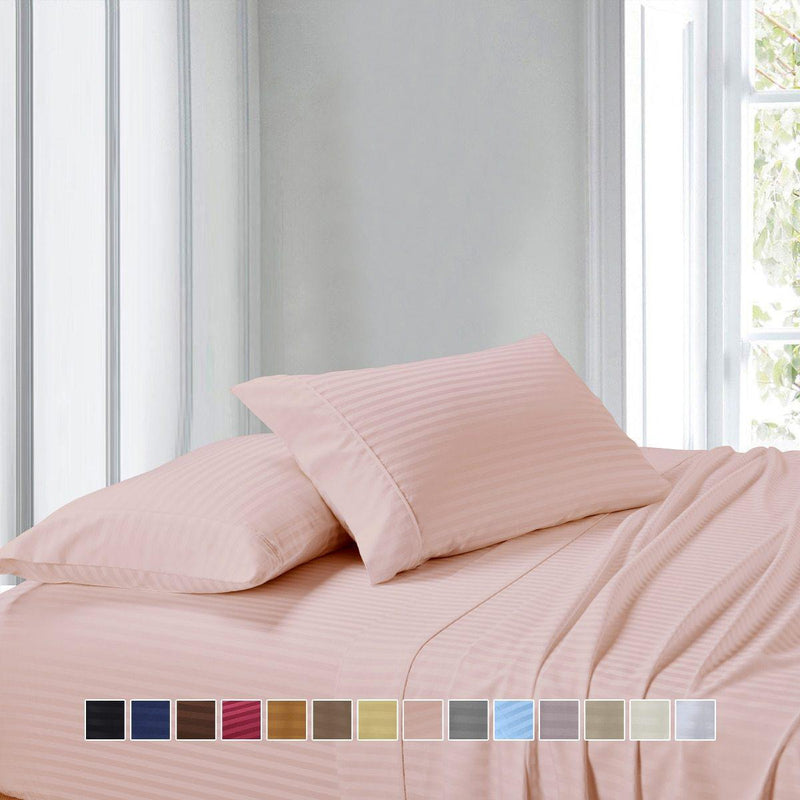 Split Adjustable Dual King Sheets 100% Cotton 300 Thread count - Striped-Wholesale Beddings