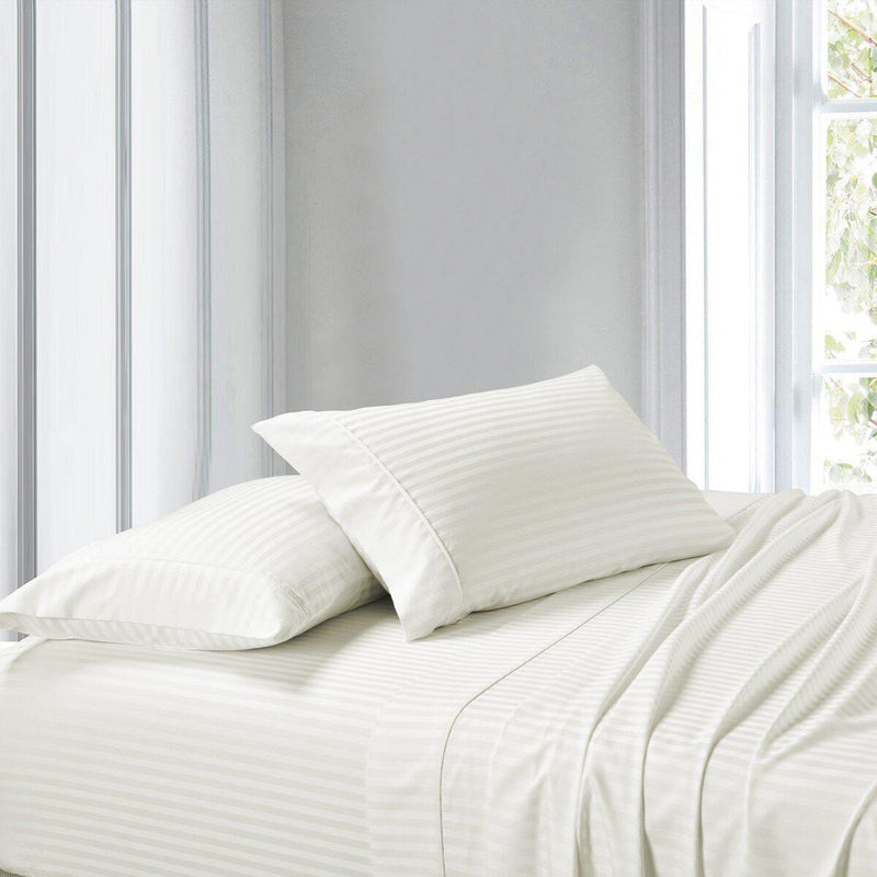 Split Adjustable Dual King Sheets 100% Cotton 300 Thread count - Striped-Wholesale Beddings