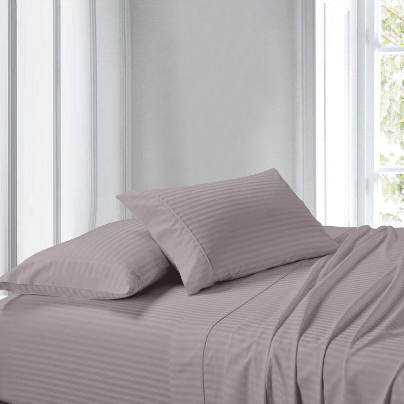 Split Adjustable Dual King Sheets 100% Cotton 300 Thread count - Striped-Wholesale Beddings