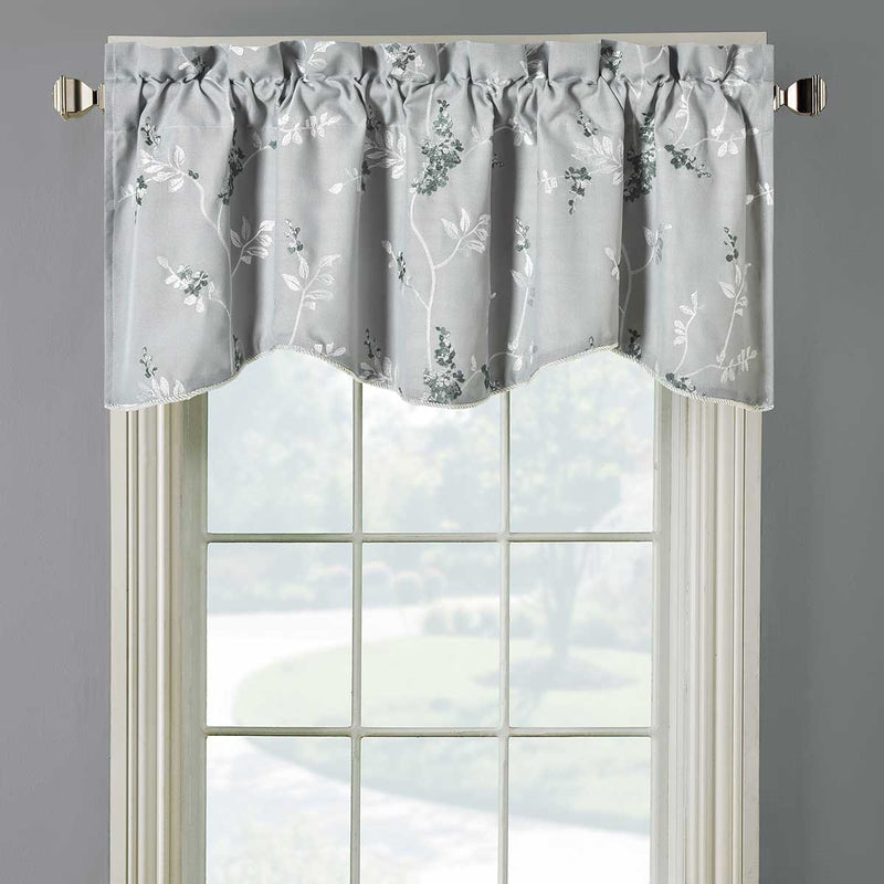 Sue Lined Valance Scalloped Decorative Rope Embroidered 52"Wx17"L (Single)-Wholesale Beddings