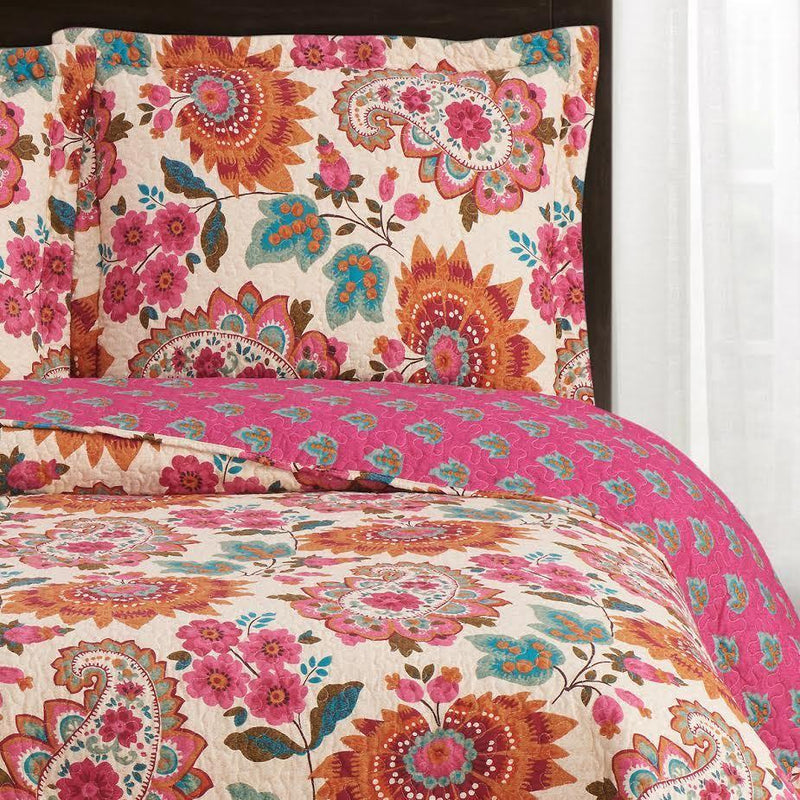 Tamiya Floral Pattern lightweight Oversized Quilted Coverlet Set-Wholesale Beddings