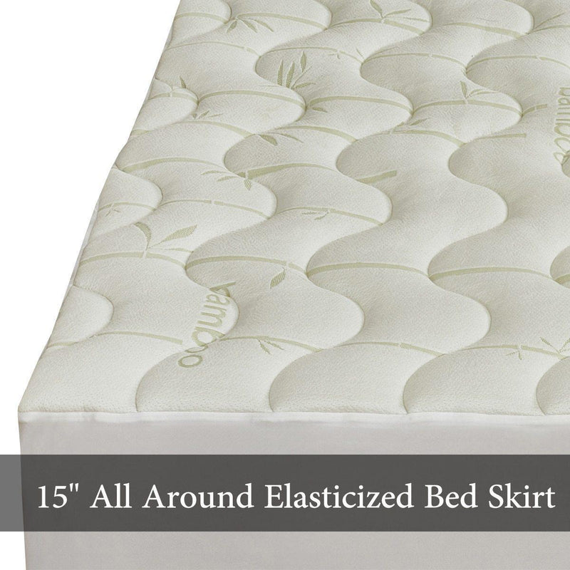 Top Split King ( Flex King ) Waterproof Bamboo Jacquard Mattress Pad-Wholesale Beddings