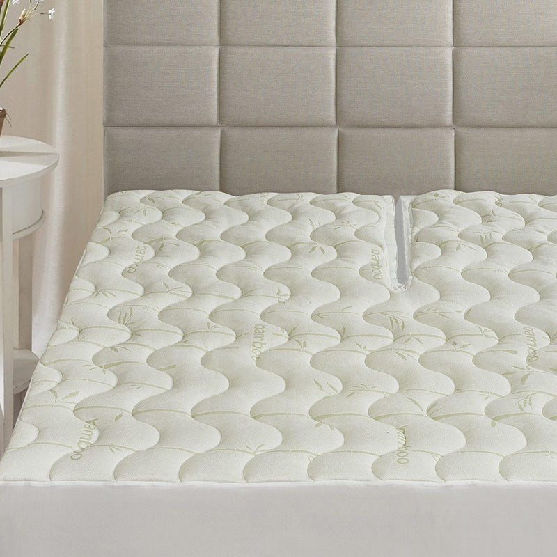 Top Split King ( Flex King ) Waterproof Bamboo Jacquard Mattress Pad-Wholesale Beddings