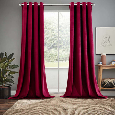 Velvet Heavyweight Grommet Curtain Panels (Set of 2)-Wholesale Beddings