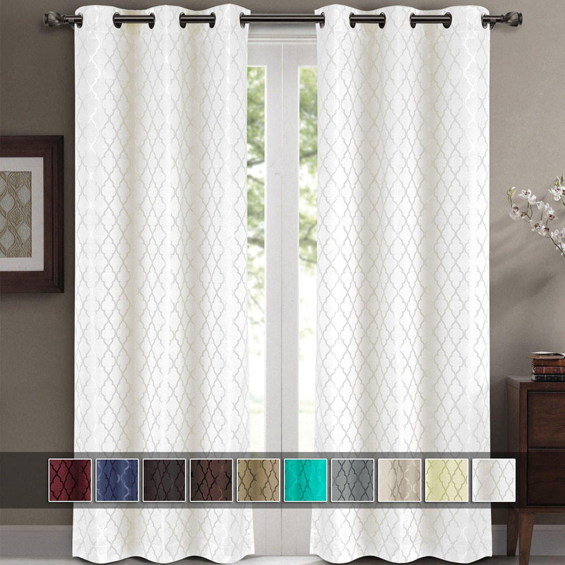 Willow Geometric Jacquard Thermal-Insulated Blackout Curtain Panels (Set of 2)-Wholesale Beddings